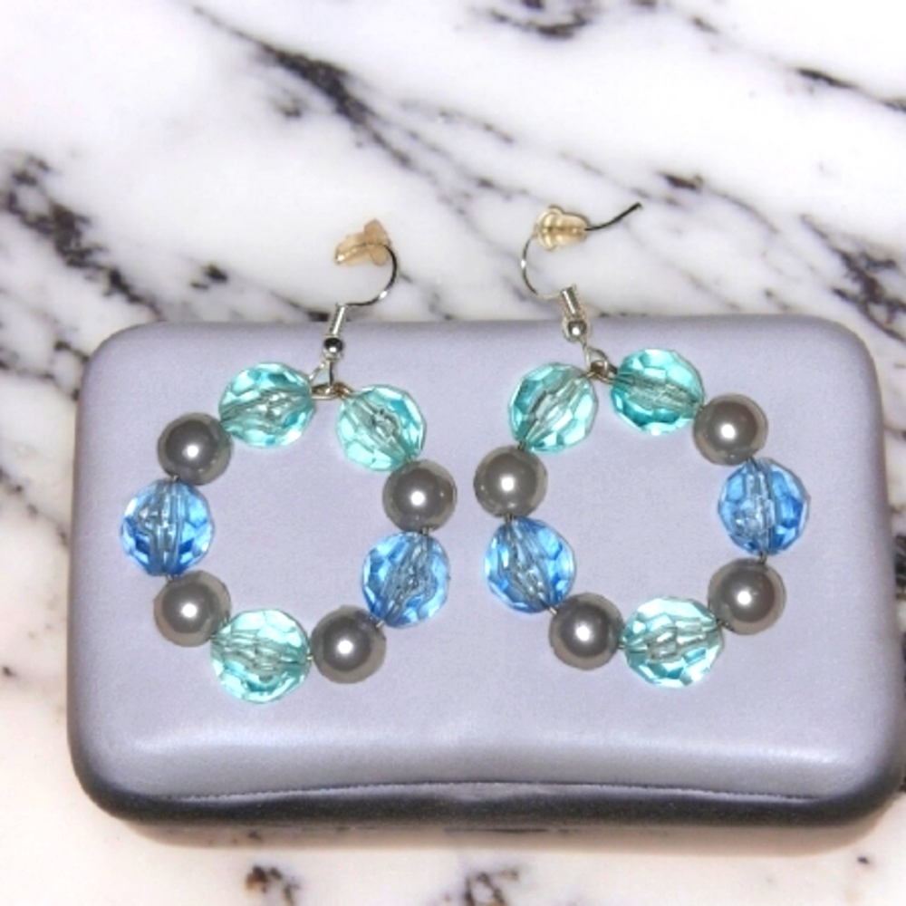 Handmade beaded hoop earrings